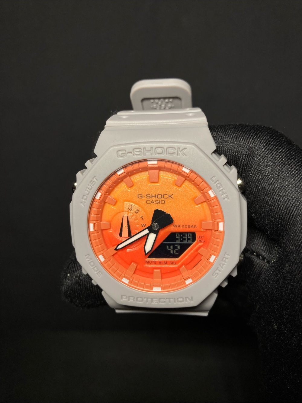 Custome G-Shock White with orange Model GA2100